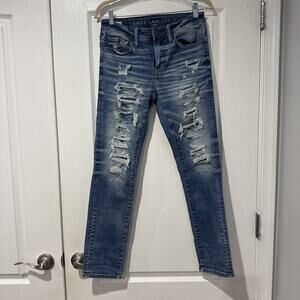 American Eagle Airflex 360 Patched Athletic Skinny Fit Jeans Size 30 X 30 Mens